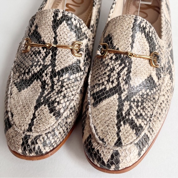 Sam Edelman Loraine Bit Loafer 6.5 neutral reptile snakeskin leather flats shoes - Picture 3 of 13